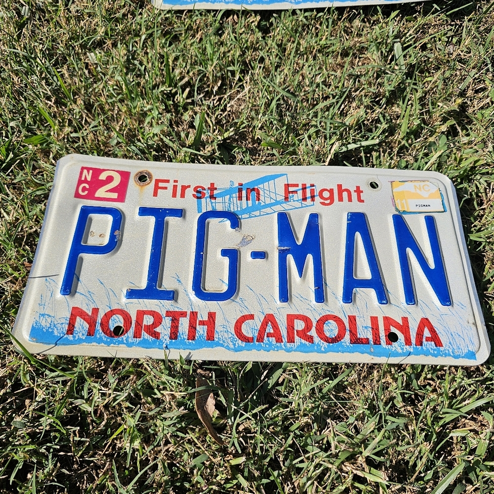 North Carolina Personalized "PIG-MAN" License Plate Expired February 2011
